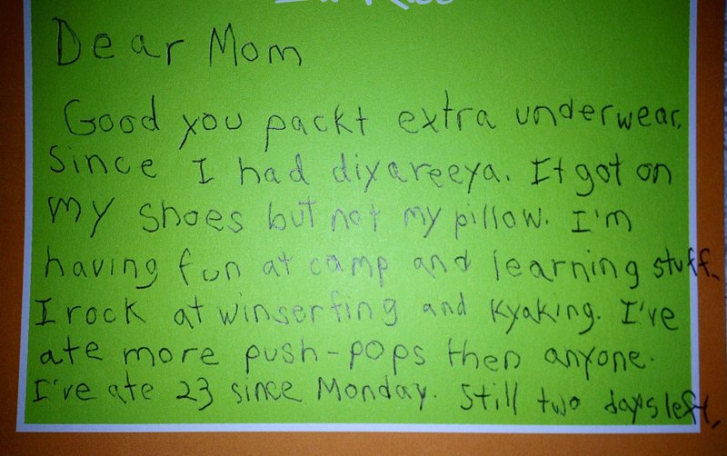 Little Boy Sends the Funniest Letter From Camp Little Boy Sends the Funniest Letter From Camp