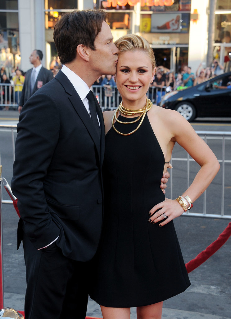 Anna Paquin and Stephen Moyer had a sweet moment at True Blood's seventh and final season premiere in LA on Tuesday.
Anna Paquin and Stephen Moyer had a sweet moment at True Blood's seventh and final season premiere in LA on Tuesday.