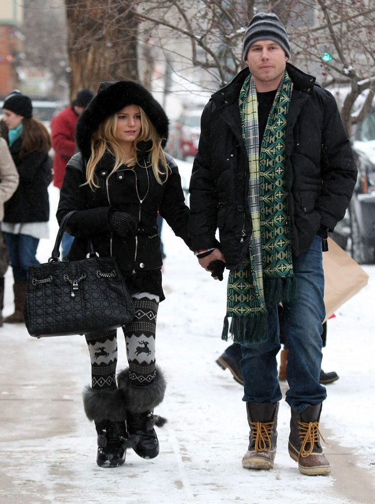 Jessica and Eric bundled up for a snowy stroll in Aspen in January 2010.
Jessica and Eric bundled up for a snowy stroll in Aspen in January 2010.