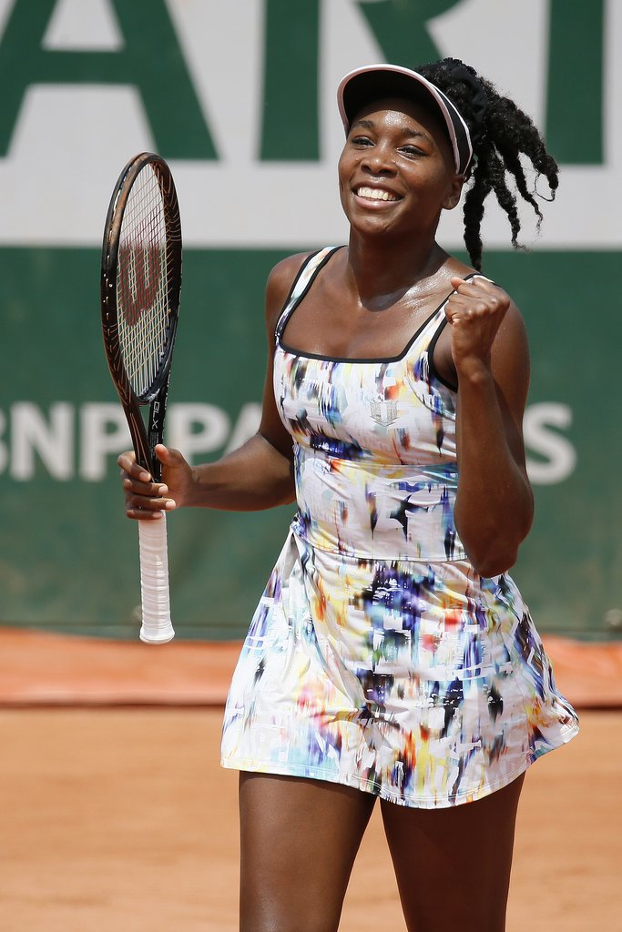 This multicolor dress was a standout look for Venus WIlliams, who was all smiles after winning her opening match at the 2014 French Open.
This multicolor dress was a standout look for Venus WIlliams, who was all smiles after winning her opening match at the 2014 French Open.