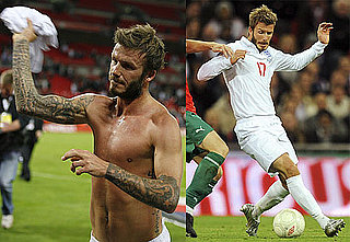 Photos of Shirtless David Beckham Playing Soccer for England
