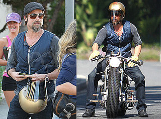 Photos of Brad Pitt on His Motorcycle in LA