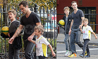 Photos of Jude Law With Sons Rafferty and Rudy While Baby Sophia Debuts in Hello!