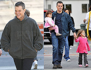 Photos of Matt Damon, Luciana, and the Kids on Set of the Adjustment Bureau