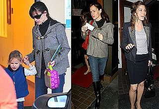 Photos of Jennifer Garner Picking Up Violet Affleck From School; at Madeo With Emma Roberts And Jessica Biel