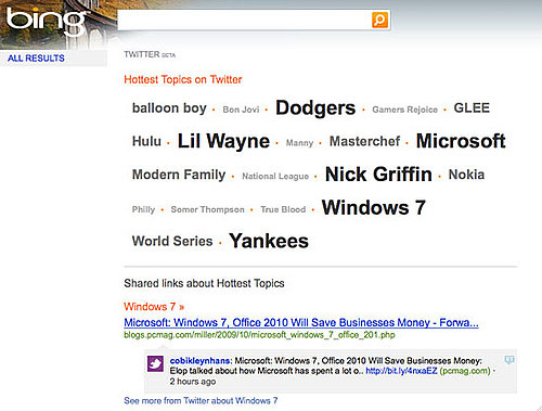 Twitter + Bing and Google Twitter + Bing and Google