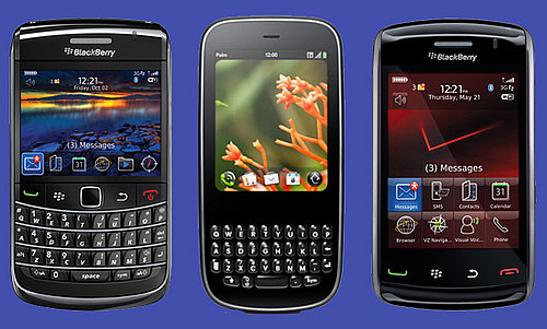 The BlackBerry Bold 9700, the Palm Pixi, and the BlackBerry Storm2 Come to Retailers This Month
