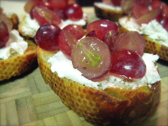 Grape and Goat Cheese Crostini