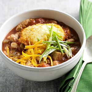 Easy Turkey Chili With White Beans and Corn Bread Dumplings