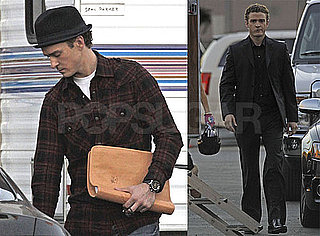 Photos of Justin Timberlake Holding a Script on the Set of the Social Network in LA