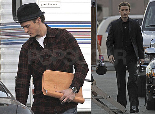 Photos of Justin Timberlake Holding a Script on the Set of the Social Network in LA