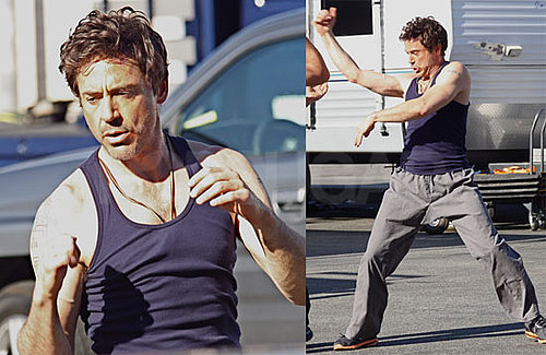 Photos of Robert Downey Jr. Doing Martial Arts In a Tank Top On The Set of Due Date