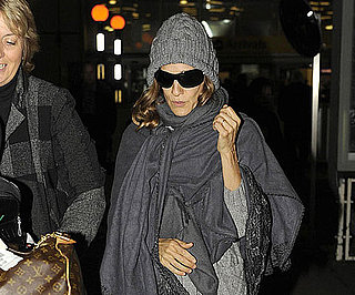 Slide Photo of Sarah Jessica Parker Wearing Hat and Scarf in London