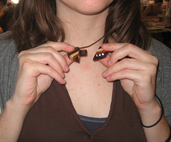 Wood Stripe Heart Pendant