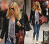 Sienna Miller in Black Blazer, Striped Shirt, Red Prada Bag in New York City 2009-12-04 11:09:49