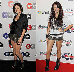 Miley Cyrus and 90210 Actress Jessica Stroup Wear the Same Amber Valleta For Monrow Gold Lace Hot Pants 2009-12-07 15:00:22