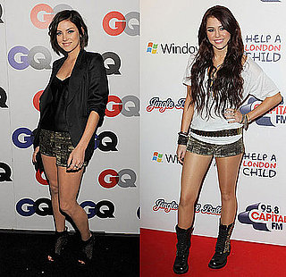 Miley Cyrus and 90210 Actress Jessica Stroup Wear the Same Amber Valleta For Monrow Gold Lace Hot Pants 2009-12-07 15:00:22