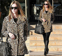 Photos of Nicky Hilton Wearing Leopard Coat and Black Christian Louboutin Boots in LA