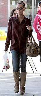 Jessica Alba Shopping in LA Wearing Plaid