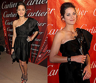 Marion Cotillard Attends Palm Springs Film Festival in Black One Shoulder Elie Saab Dress