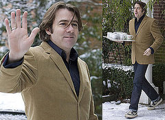 Photos of Jonathan Ross Taking Tea to Journalists in the Snow Outside His North London Home After Quitting the BBC