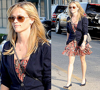 Photos of Reese Witherspoon in Floral Dress and Cardigan in Beverly Hills, LA