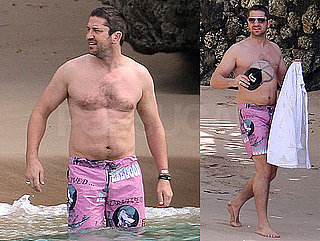 Photos of Gerard Butler Shirtless Spending the New Year in Barbados