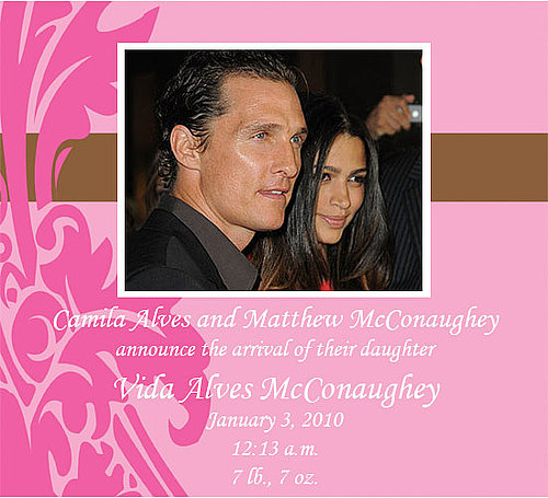 Matthew McConaughey and Camila Alves Have Baby Girl Vida McConaughey