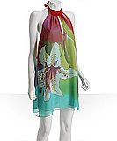 Single green floral silk chiffon halter dress at Bluefly