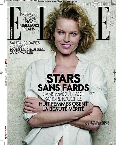 Eva Herzigova, Ines de la Fressange Go Without Makeup, Retouching for French Elle Covers