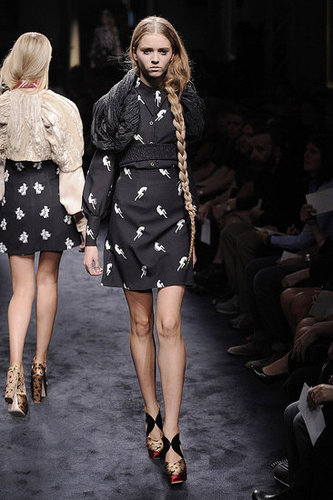 Miuccia Prada Interprets "Innocence" with Cat and Bird Prints for Miu Miu Spring 2010 Miuccia Prada Interprets "Innocence" with Cat and Bird Prints for Miu Miu Spring 2010