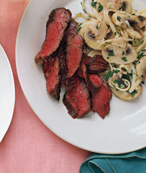 Fast & Easy Gourmet Recipe For Seared Skirt Steak With Mushroom Salad