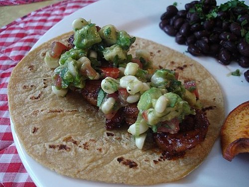 Recipe For Shrimp Tacos With Avocado Corn Salsa From Steve Raichlen