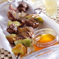 Jamaican Pork and Melon Skewer Recipe