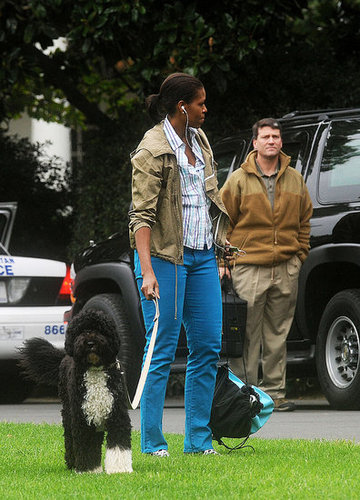 Michelle Obama Walking Bo on the South Lawn Michelle Obama Walking Bo on the South Lawn