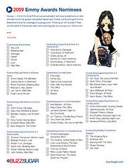 Printable Emmy Ballot for the 2009 Primetime Emmy Awards
