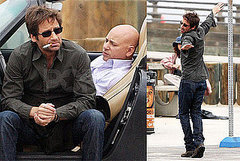 Photos of David Duchovny Filming Californication With Evan Handler