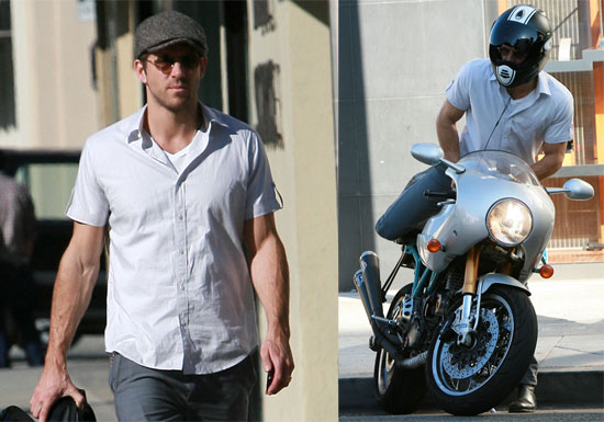 Photos of Ryan Reynolds Riding His Motorcycle