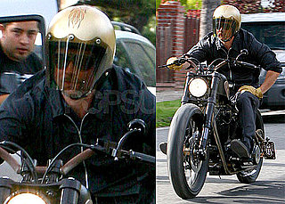 Photos of Brad Pitt Riding One Of His Motorcycles in LA