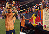 Photos of Shirtless David Beckham Playing Soccer