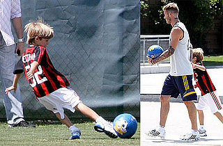 Photos of David Beckham and Romeo Beckham Playing Soccer Together in LA