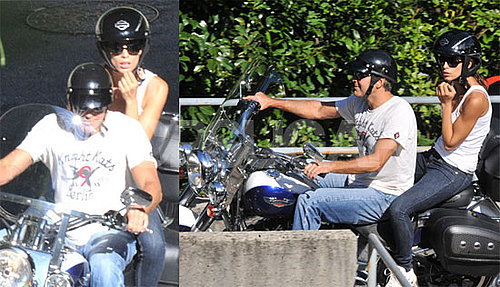 Photos of George Clooney Riding a Motorcyle With New Girlfriend Elisabetta Canalis
