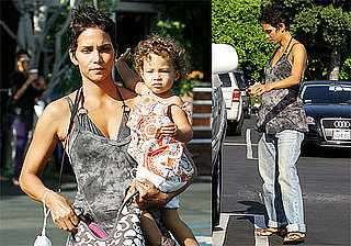 Photos of Halle Berry in Loose Shirt Carrying Nahla Aubry