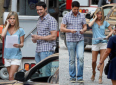 Photos of Jennifer Aniston And Gerard Butler, Whose Is in Dog Trouble, Shooting The Bounty in NYC