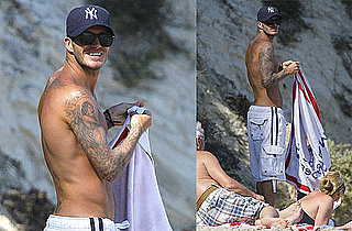 Photos of David Beckham at The Beach Shirtless in Malibu