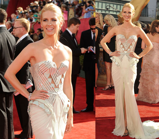 Photos of January Jones on Emmy Red Carpet