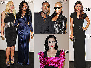 Photos of Rachel Bilson, Kanye West, Dita Von Teese, Janet Jackson, and Donatella Versace at an amfAR Dinner in Milan