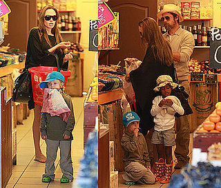 Photos of Shiloh Jolie-Pitt, Zahara Jolie-Pitt, Brad Pitt, Angelina Jolie Food Shopping in France