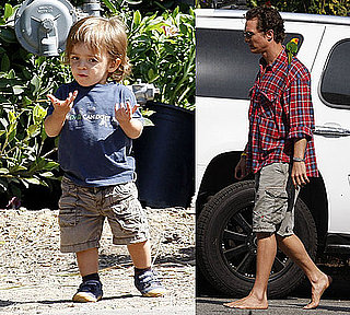Photos of Matthew McConaughey With a Parakeet, Levi McConaughey Playing With Gardeners
