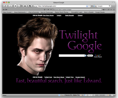 Twilight Google Mashes Up Robert Pattinson Character Edward and Google Search